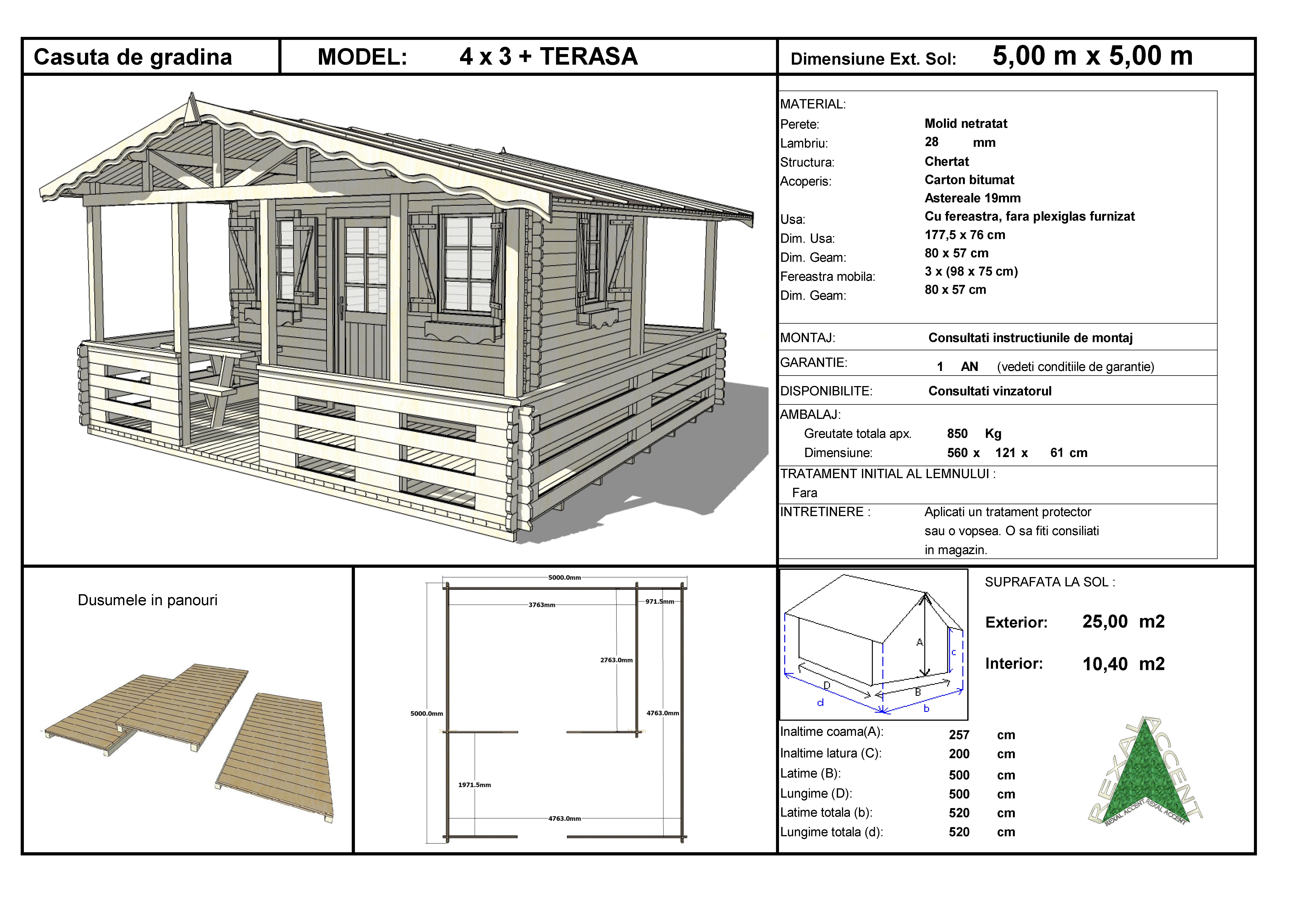 Fisa 4 x 3 x 28 + terasa